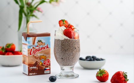 Čokoládový chia pudink z mléka Lipánek