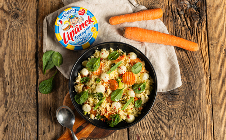 Kuskus se zeleninou a taveným sýrem Lipánek