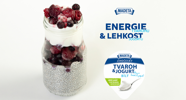 Chia puding s ovocem a Jihočeským tvarohem & jogurtem