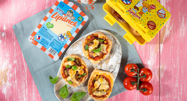 Mini pizza do krabičky se sýrem Lipánek