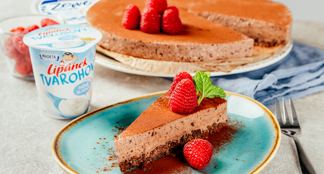 Nepečený čokoládový cheesecake s Jihočeským žervé