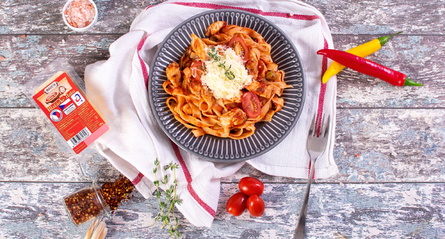 Tagliatelle s krůtím masem na Jihočeském másle