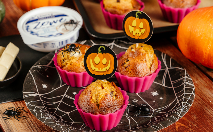 Halloweenské dýňové muffiny s Jihočeským žervé