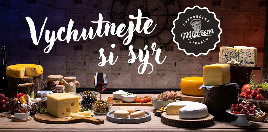 Kombinace sýrů, nápojů a pokrmů.