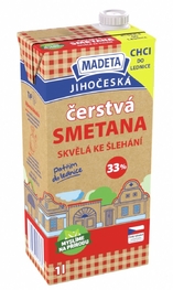 Jihočeská smetana čerstvá 33% 1_l